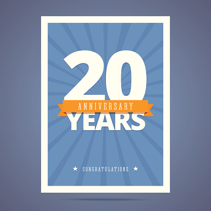 20 year anniversary card, poster template.