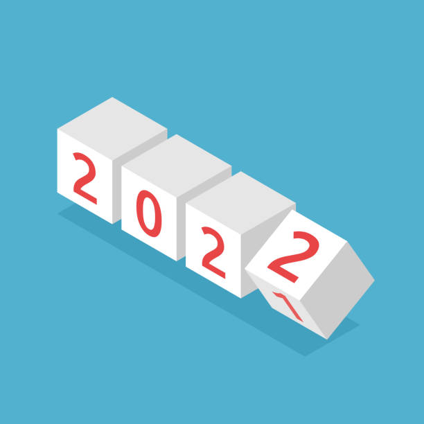 2022, 2021 year changing vector art illustration