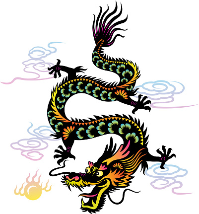 Chinese dragon painting vector