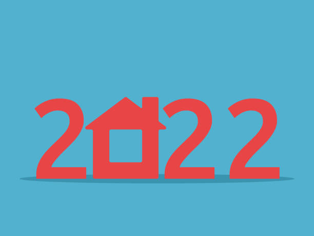 2022 year text, house vector art illustration