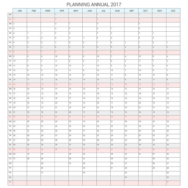 Yearly Calendar Planner Template for 2017. Vector Design Print Template. Yearly Calendar Planner Template for 2017. Vector Design Print Template. march calendar 2017 stock illustrations