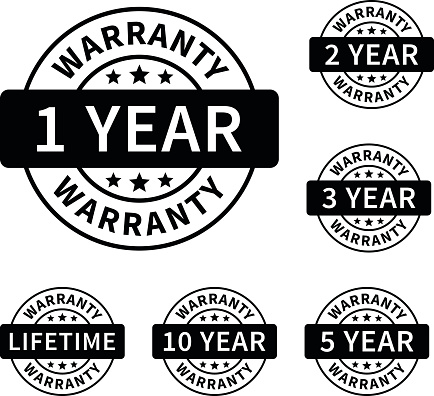 1, 2, 3, 5, 10 years and lifetime warranty labels