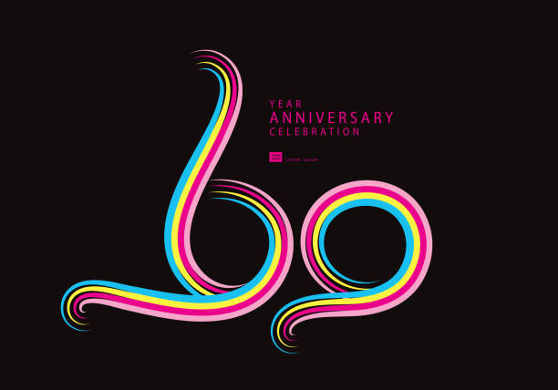 60 years anniversary celebration logotype colorful line vector, 60th birthday logo, 60 number, banner template, vector design template elements for invitation card and poster. - cannes 幅插畫檔、美工圖案、卡通及圖標