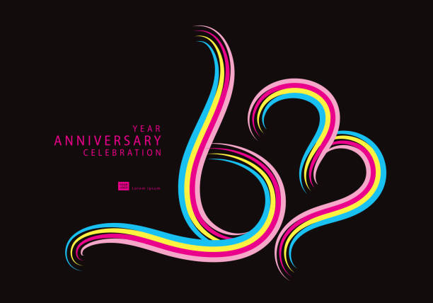 63 years anniversary celebration logotype colorful line vector, 63th birthday logo, 63 number, banner template, vector design template elements for invitation card and poster. - cannes 幅插畫檔、美工圖案、卡通及圖標
