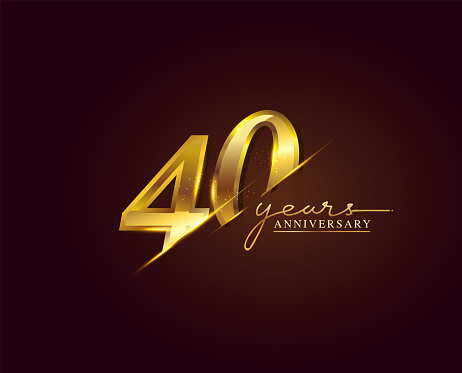 40 Years Anniversary Logo Golden Colored isolated on elegant background, vector design for greeting card and invitation card