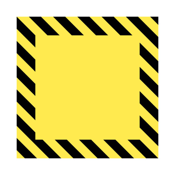 Yellow and black striped squared danger sign vector art illustration