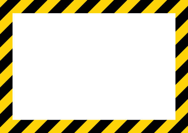 Yellow and black stripes on the diagonal, rectangular warning sign, symbol, illustration Yellow and black stripes on the diagonal, rectangular warning sign, symbol, illustration . traffic borders stock illustrations