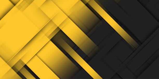 Yellow and black unusual background with subtle rays of light vector art illustration
