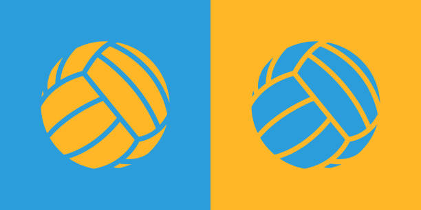 黃色和藍色排球球剪影 - 排球 球 幅插畫檔、美工圖案、卡通及圖標