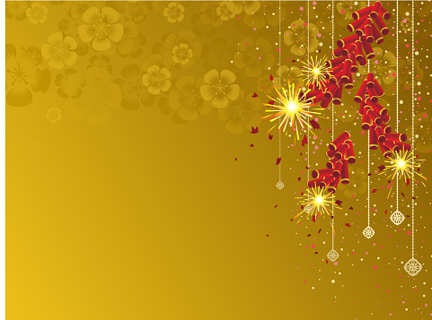 Yellow background with firecrackers