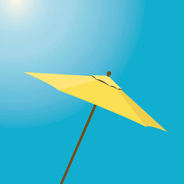 illustrations, cliparts, dessins animés et icônes de jaune parasol de plage - parasol