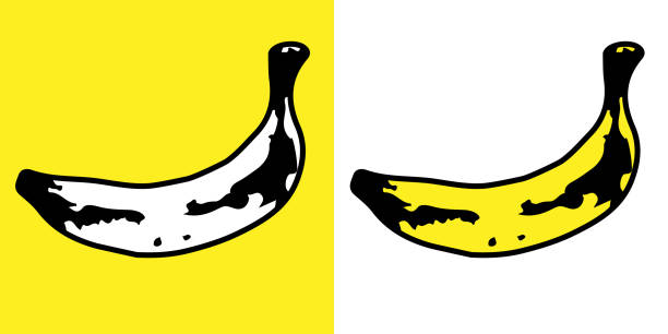 gelb schwarz banane niedlich vektor illustration hintergrund - banane stock-grafiken, -clipart, -cartoons und -symbole