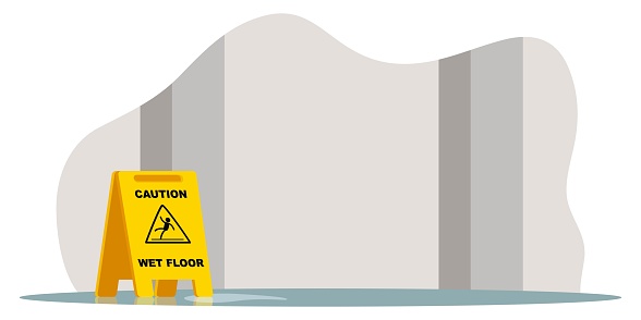 Yellow caution wet floor stop ahead warning sign