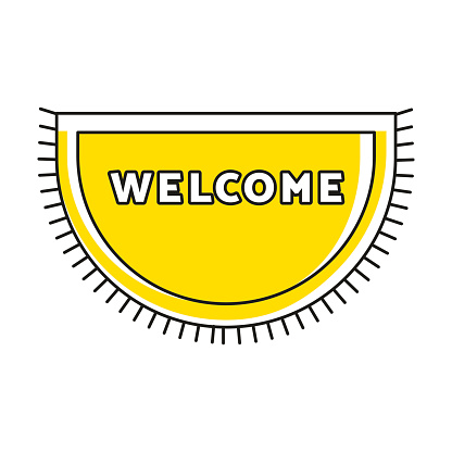 Yellow Doormat With Fringe And Text Welcome Cute Home ...
