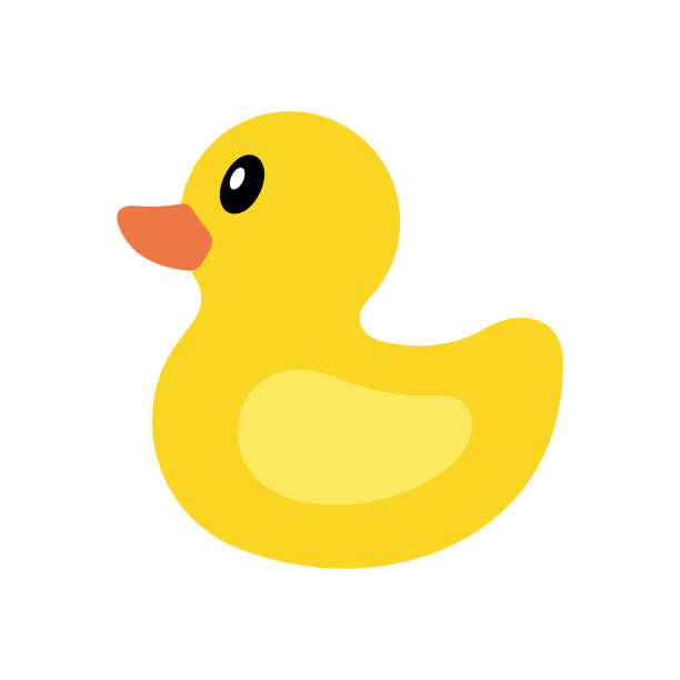stockillustraties, clipart, cartoons en iconen met gele eend pictogram - eend watervogel