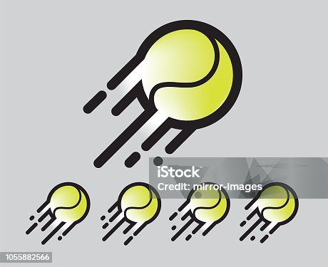 istock yellow green tennis ball Logo / Icon sports ball in motion with motion blur and lines 1055882566