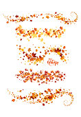 Autumn leaves borders. Nature design elements set. Fall maple leaves for decoration.