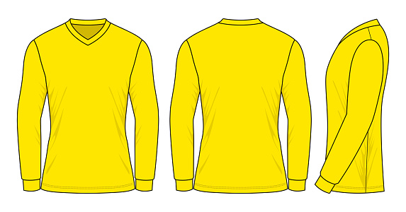 Yellow Long Sleeve Football Shirt Vector For Template Stock ...