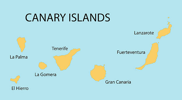 bildbanksillustrationer, clip art samt tecknat material och ikoner med yellow map of canary islands - skärgård