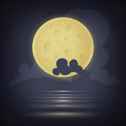 Yellow moon. Vector illustration