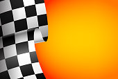 Yellow race background, rally banner. Checker flag