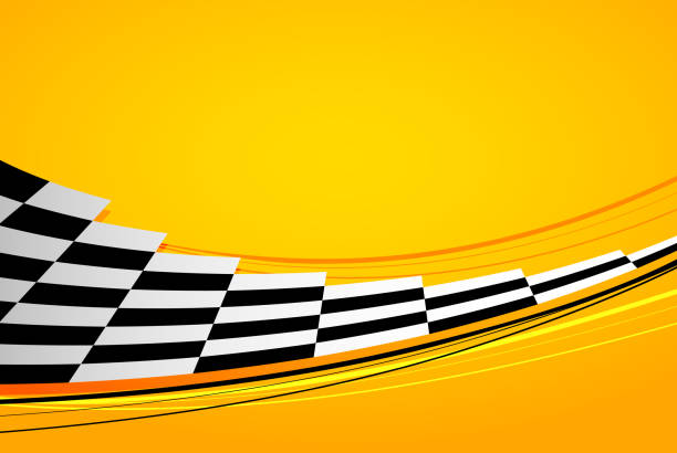 Yellow racing background Yellow racing background, sport banner with checkered flag chess backgrounds stock illustrations