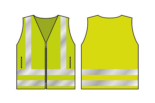 Yellow Reflective Safety Vest For Peoplefront And Back View Uniform