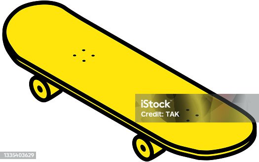 istock Yellow simple skateboard isometric icon, skateboard parts 1335403629