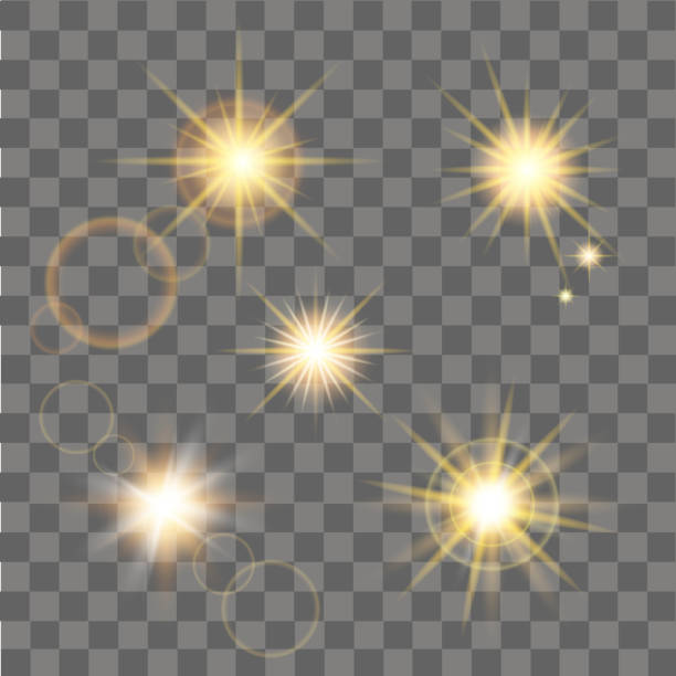 Yellow star burst with sparkles. Vector illustration. Yellow star burst with sparkles. Vector illustration. light through trees stock illustrations