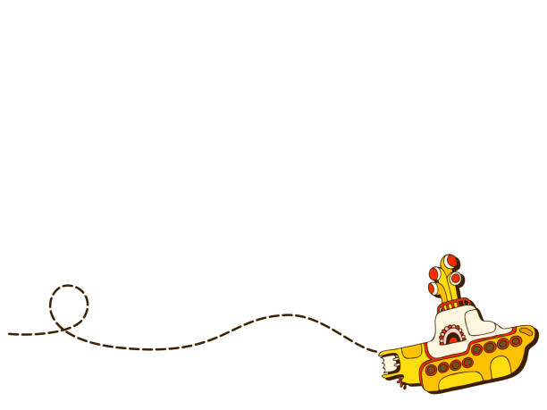 желтая подводная лодка в стиле каракуля. нарисованный от руки логотип. битлз. - liverpool stock illustrations