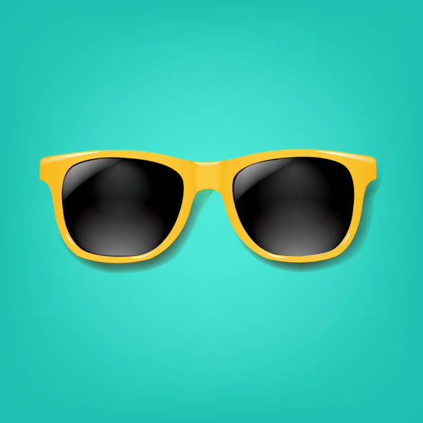 ilustraciones, imágenes clip art, dibujos animados e iconos de stock de gafas de sol amarillas con fondo de menta - sunglasses