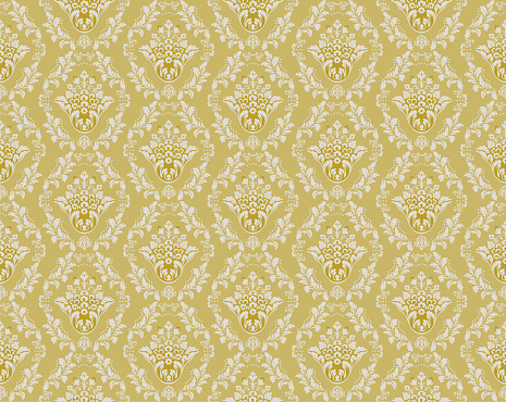 Yellow Victorian Damask Luxury Decorative Textile Pattern