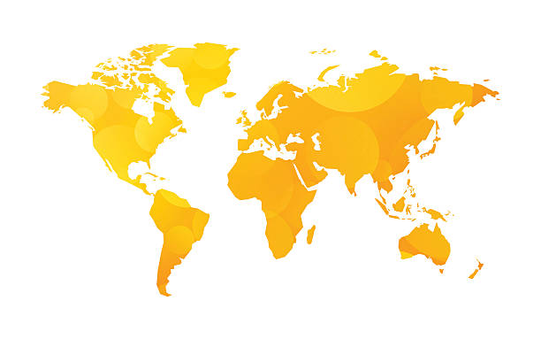 yellow world map sun theme vector art illustration