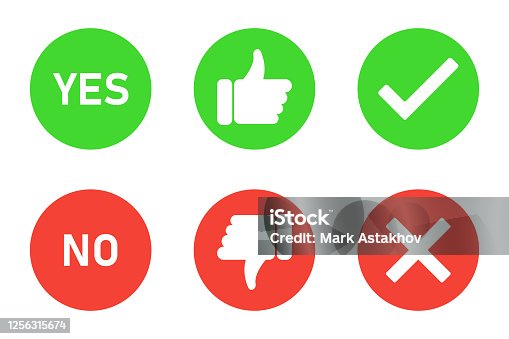 istock Yes and no icon collection. Vector right wrong flat symbol. White background. 1256315674
