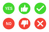 istock Yes and no icon collection. Vector right wrong flat symbol. White background. 1256315674