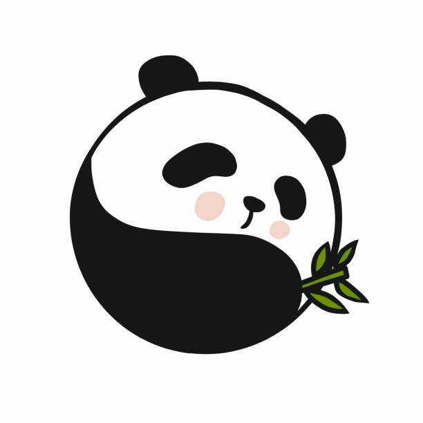 bildbanksillustrationer, clip art samt tecknat material och ikoner med yin yang panda söt logo vektor illustration - panda