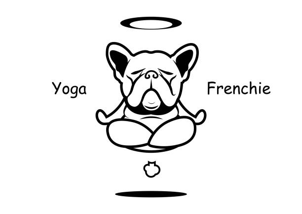 Yoaga Fart and Fly Frenchie The Bulldog vector art illustration