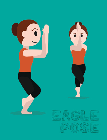 Yoga Eagle Pose Cartoon Vector Illustration