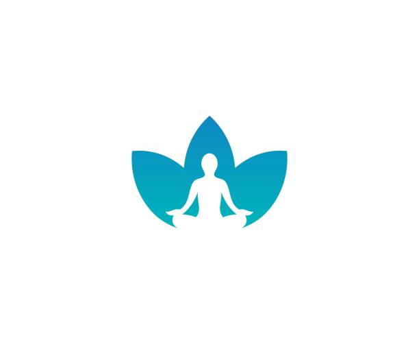 ilustraciones, imágenes clip art, dibujos animados e iconos de stock de logotipo de la flor de yoga - zen