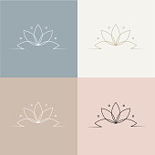 istock Yoga logo design in feminine, minimal, line style. Vector illustartion 1355465136