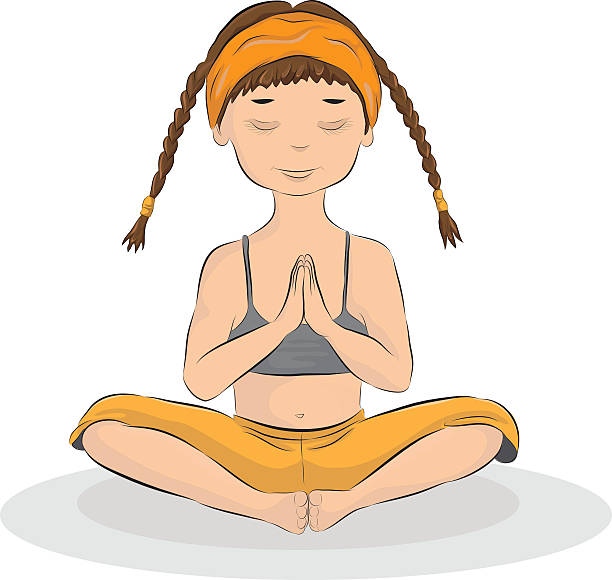 illustrazioni stock, clip art, cartoni animati e icone di tendenza di yoga meditating ragazza - baddha konasana