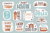 istock Yoga, mindfulness patches collection. Stickers, badges 1335880213