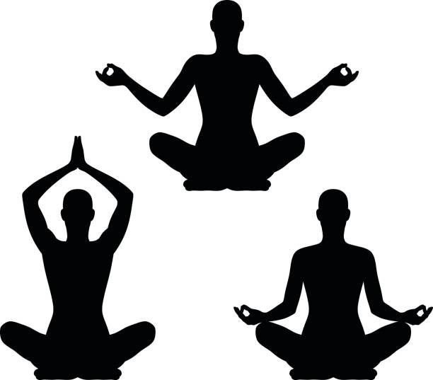 Yoga pose set Yoga pose set on a white background yoga silhouettes stock illustrations