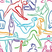 istock Yoga seamless pattern with silhouettes of women. 478781786