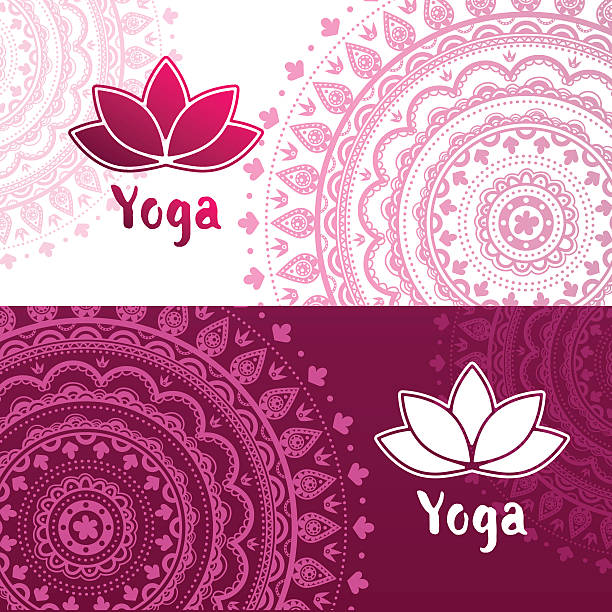 Yoga yoga logo and ornament yoga backgrounds stock illustrations