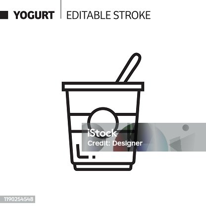 istock Yogurt Line Icon, Outline Vector Symbol Illustration. Pixel Perfect, Editable Stroke. 1190254548