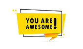 istock You are awesome. Origami style speech bubble banner. Poster with text You are awesome. Sticker design template. Vector EPS 10. Isolated on background 1329859421