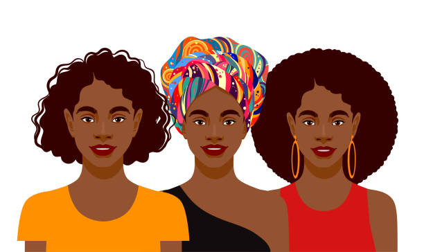 年輕有吸引力的非洲裔美國婦女 - 非裔美國人種 插圖 幅插畫檔、美工圖案、卡通及圖標