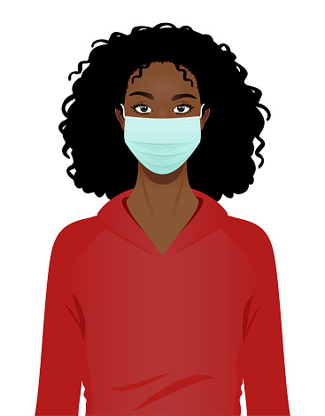 Young black woman in a surgical mask portrait