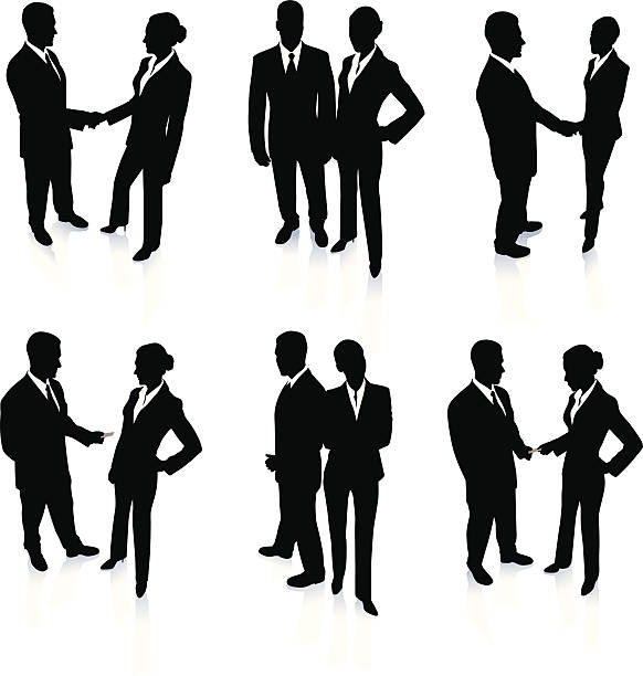 Young business people silhouettes  business silhouettes stock illustrations